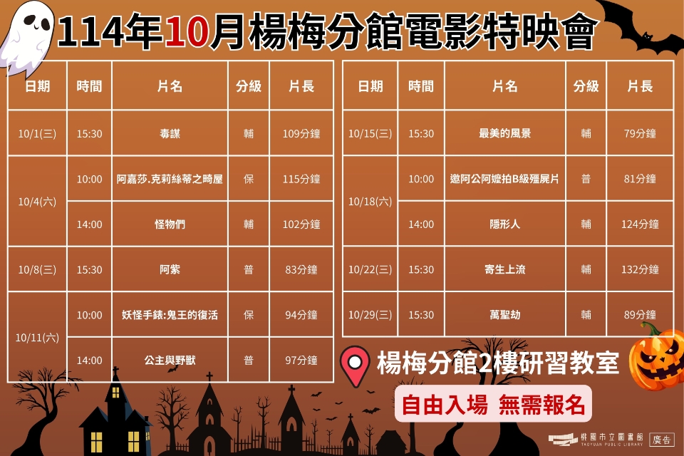 [楊梅電影]114年10月電影特映會-楊梅分館