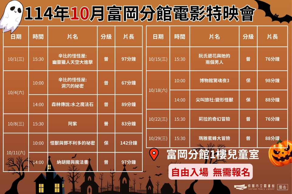  [楊梅電影]114年10月電影特映會-富岡分館