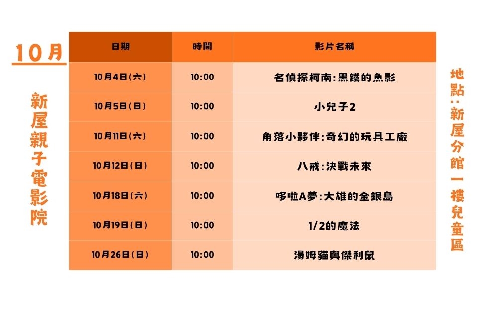 【新屋說故事】114年10月份親子電影活動