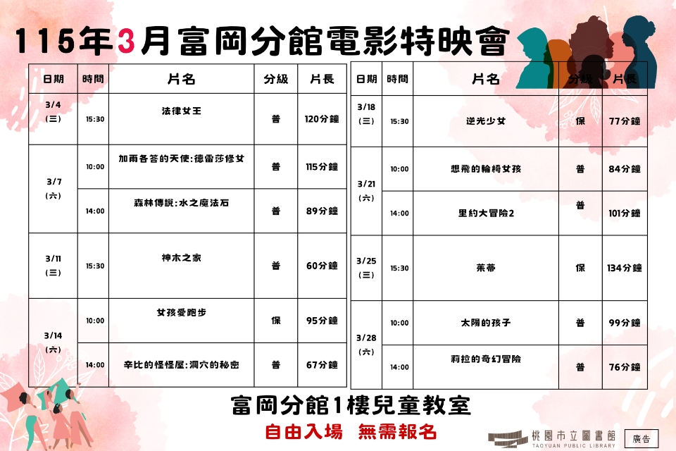 [楊梅電影]115年3月電影特映會-富岡分館