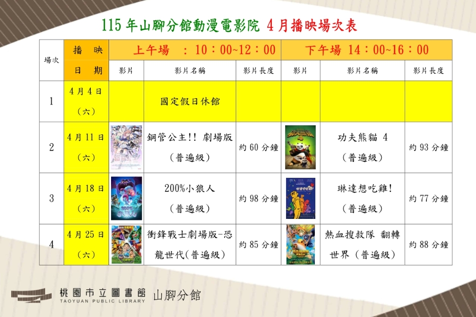 [山腳電影欣賞]4月動漫電影院