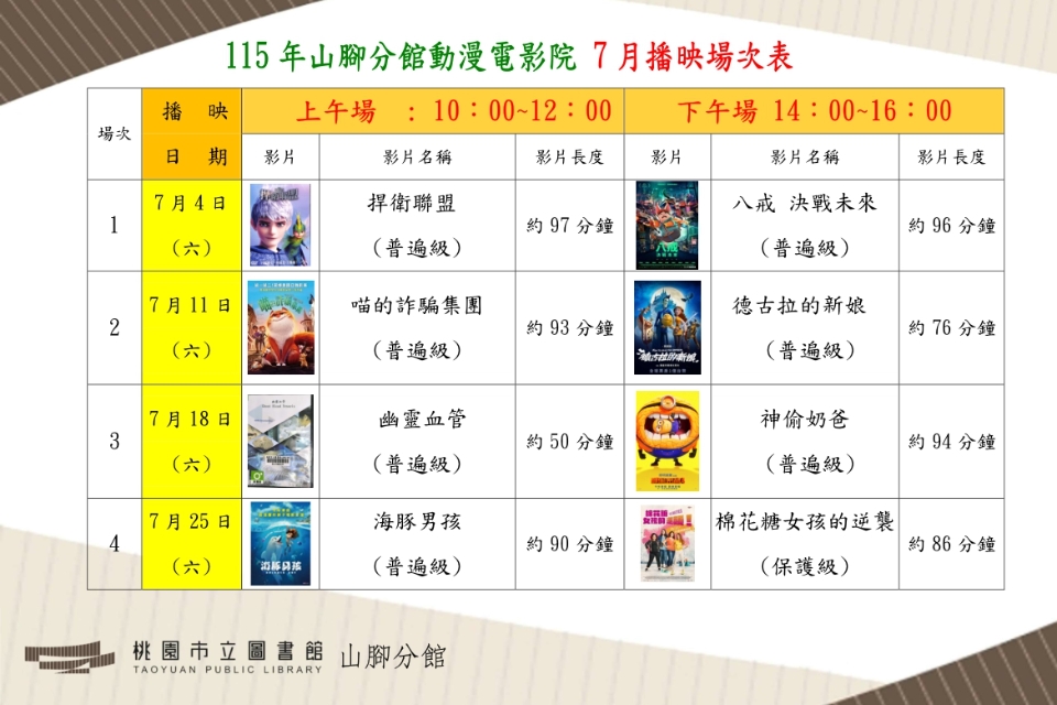 [山腳電影欣賞]7月動漫電影院