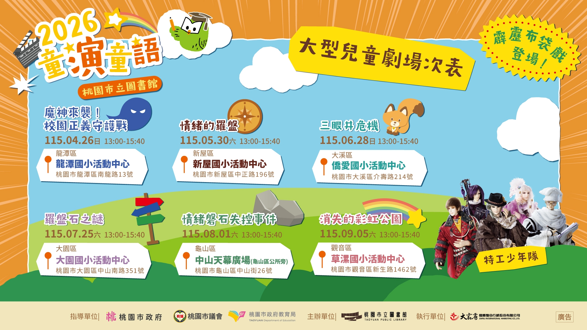 【全市活動】2026童心啟航！4/26～9/5 童演童語大型兒童劇熱鬧開跑
