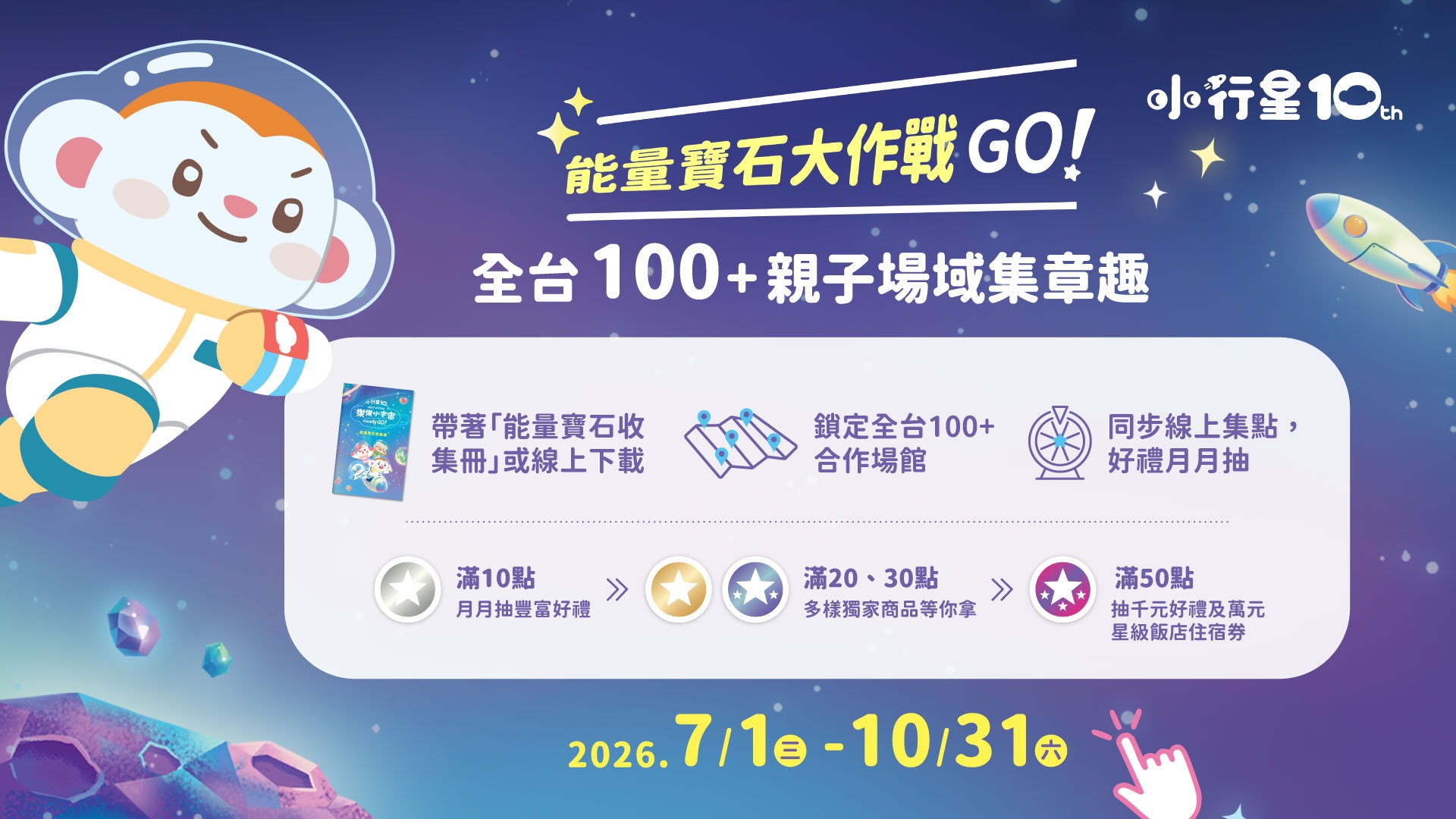 小行星10週年活動開跑！「樂樂小宇宙：能量寶石大作戰」集章據點
