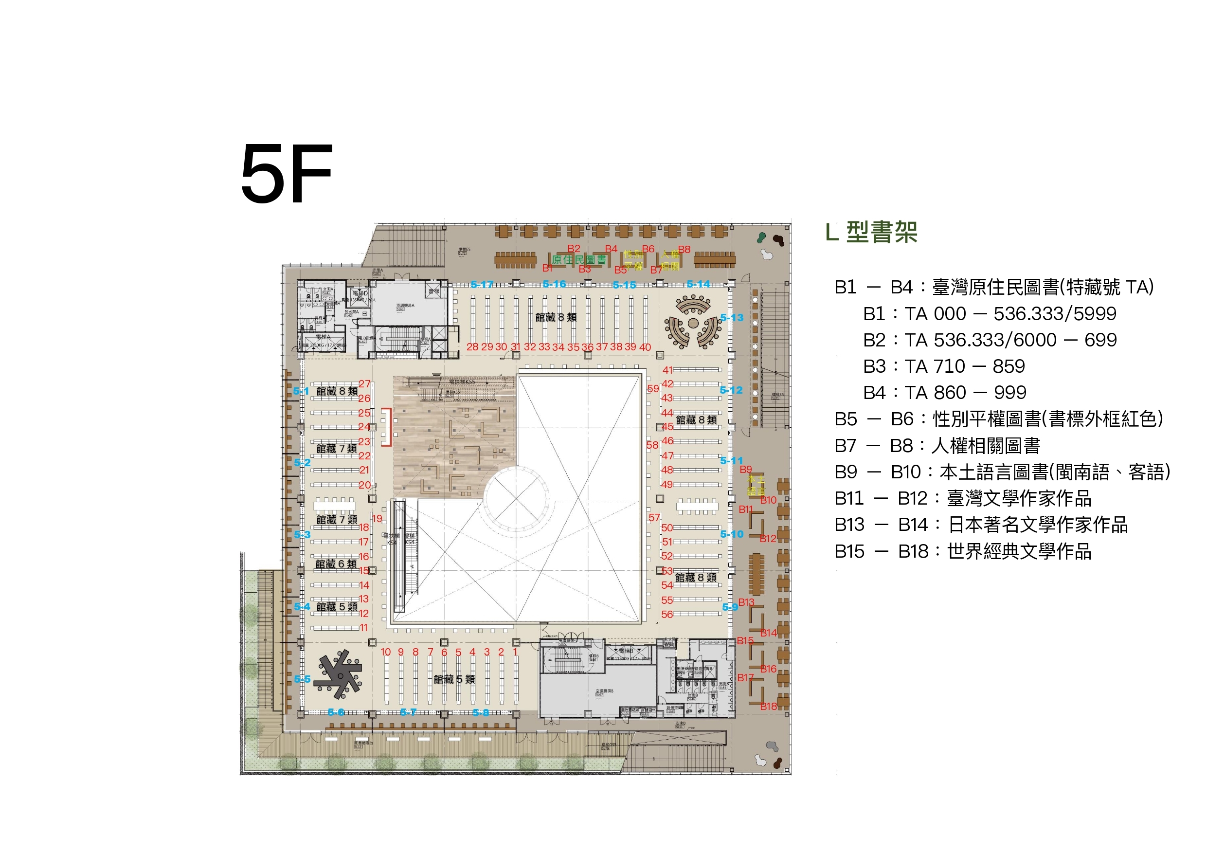 5F L 型書架平面圖