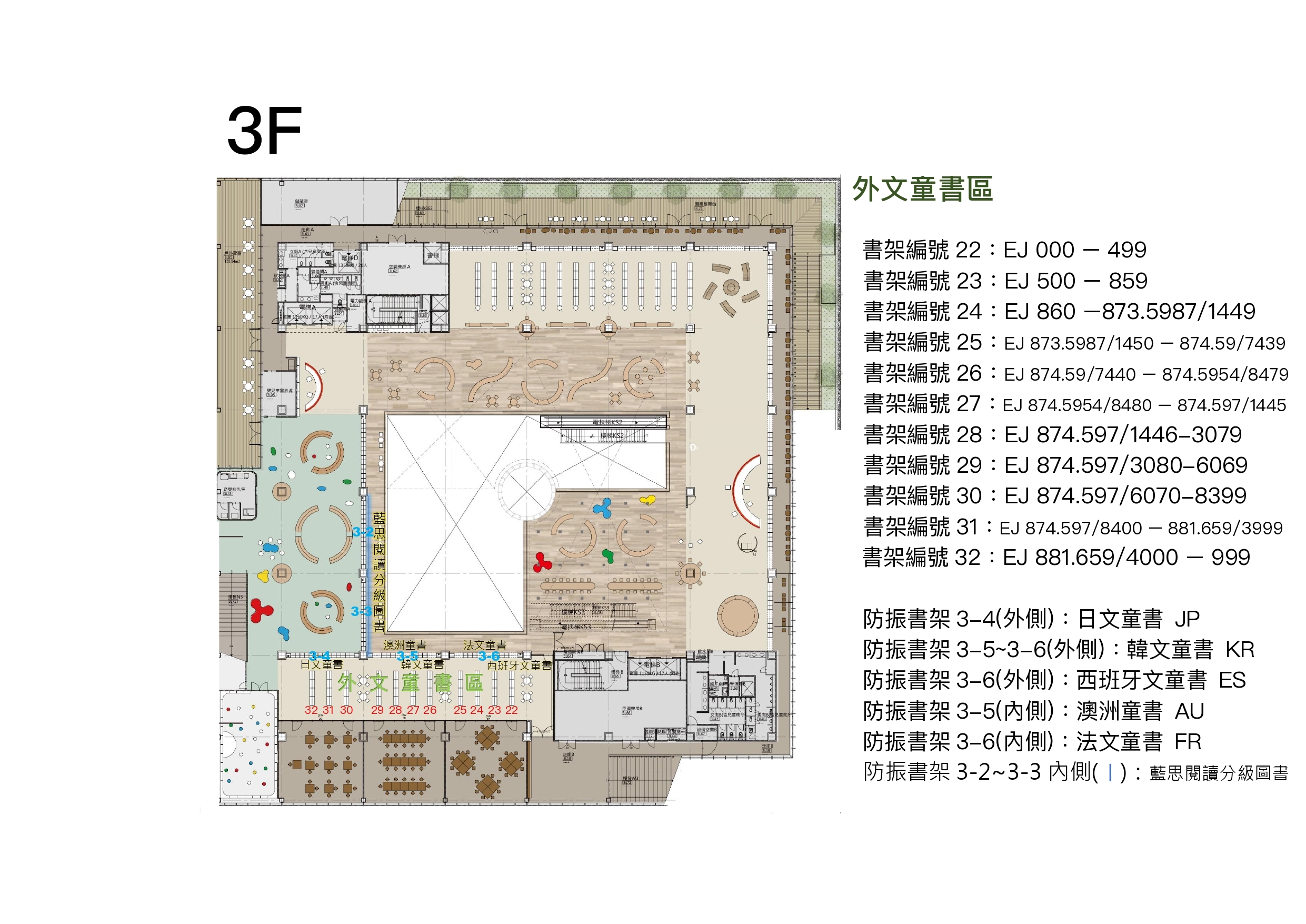 3F外文童書區平面圖