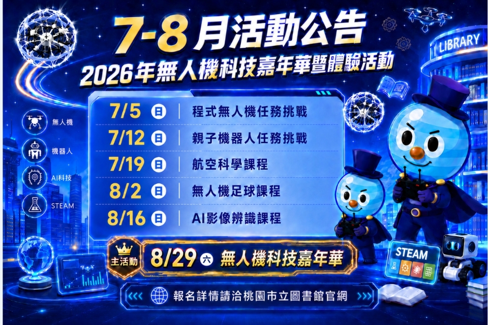 桃園兒童玩具圖書館暑假壓軸登場！ 無人機足球、AI互動、群飛秀一次玩透透